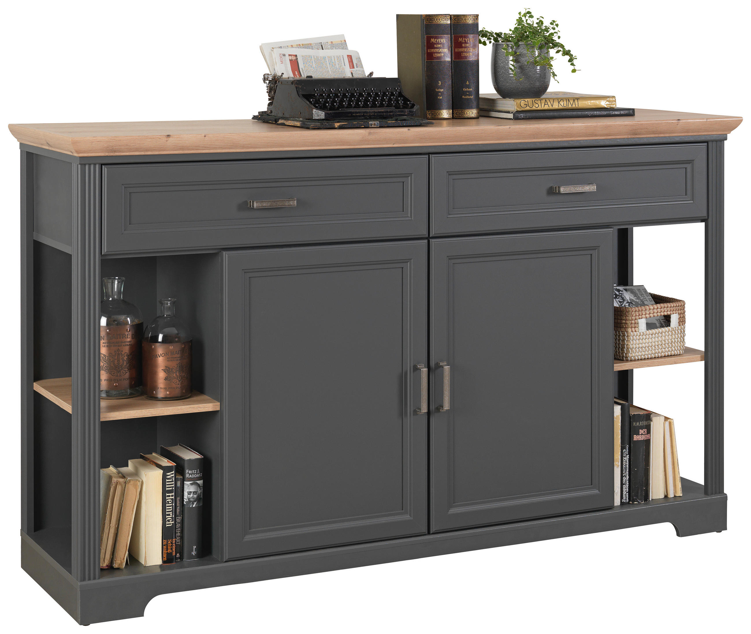 KOMMODE  in 171/102/48 cm  - Graphitfarben/Eiche Artisan, ROMANTIK / LANDHAUS, Holzwerkstoff/Metall (171/102/48cm) - Hom`in