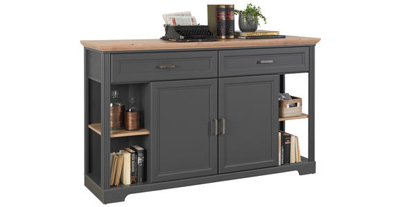 KOMMODE , 171/102/48 cm, 2 Schublade(n)  - Graphitfarben/Eiche Artisan, ROMANTIK / LANDHAUS, Holzwerkstoff/Metall (171/102/48cm) - Hom`in