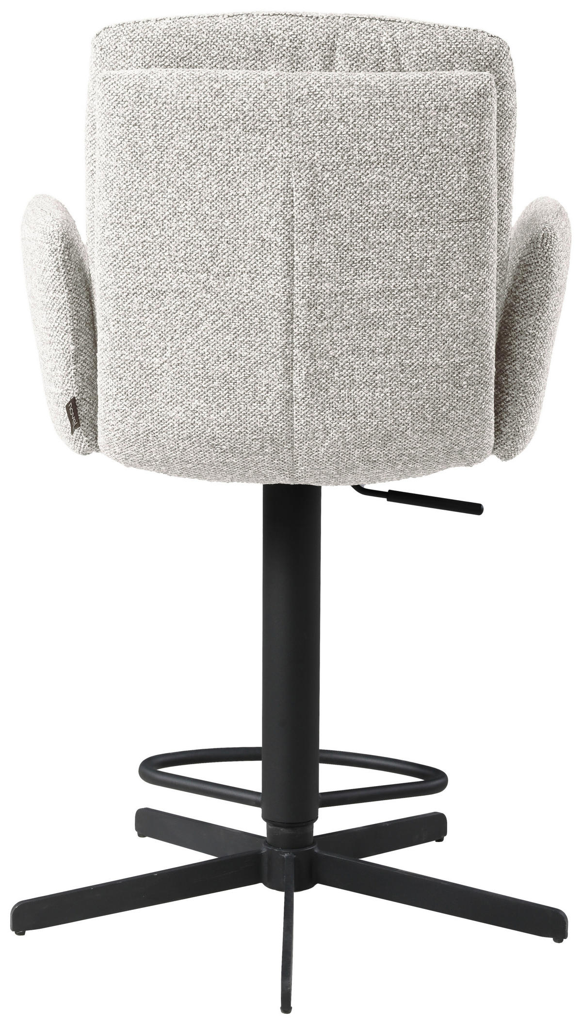 BARHOCKER Webstoff Beige Eisen Sitzfläche 360° drehbar, inklusive Armlehnen  - Beige/Schwarz, Design, Textil/Metall (55/92-117/54cm) - Novel