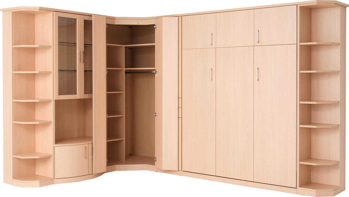 WOHNWAND  in Weiß, Ahornfarben, Buchefarben, Erlefarben, Kirschbaumfarben   - Chromfarben/Kirschbaumfarben, KONVENTIONELL, Glas/Holzwerkstoff