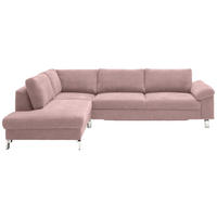 ECKSOFA Rosa Velours  - Chromfarben/Rosa, Design, Textil/Metall (200/281cm) - Hom`in
