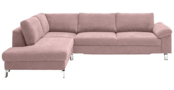 ECKSOFA in Velours Rosa  - Chromfarben/Rosa, Design, Textil/Metall (200/281cm) - Hom`in