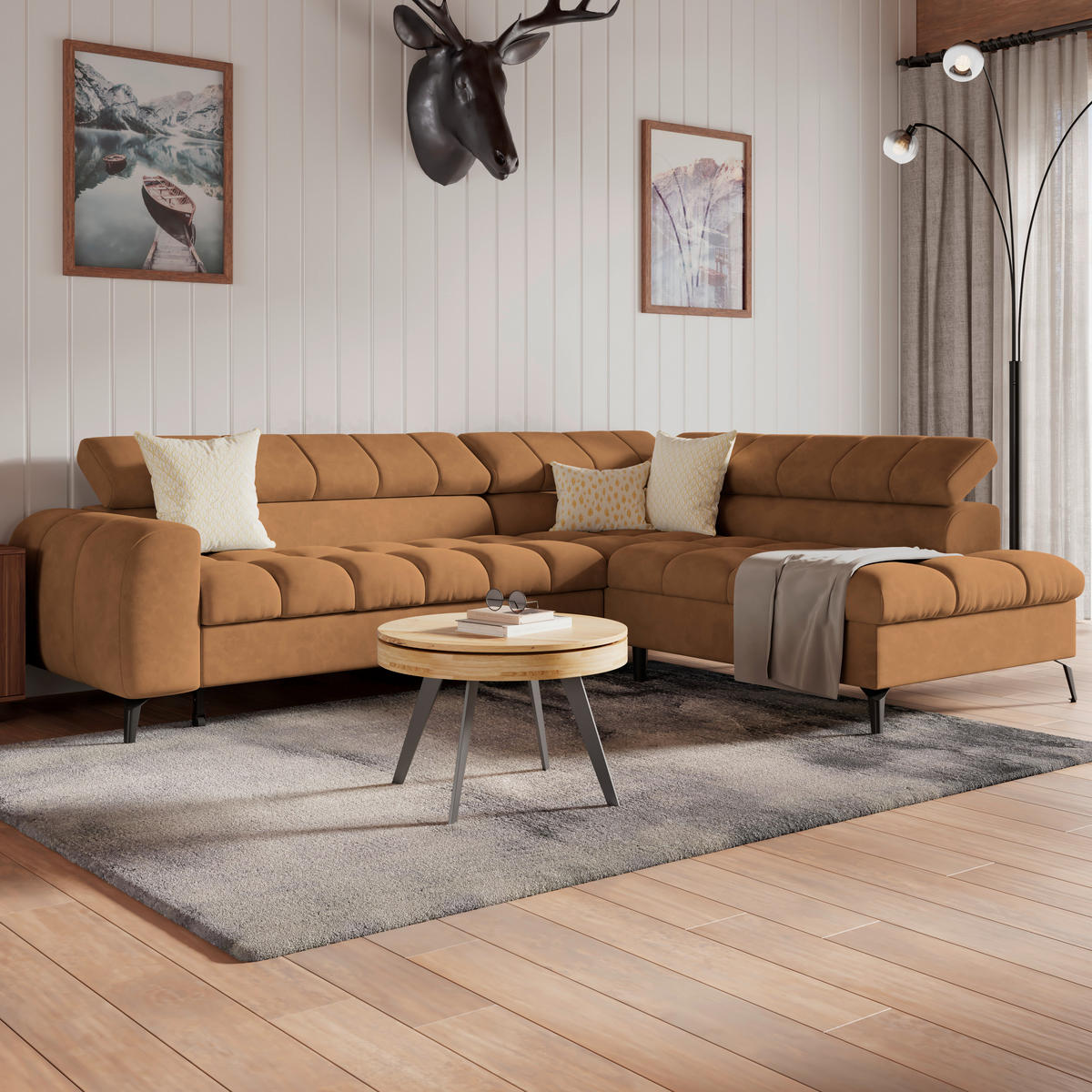ECKSOFA in Braun  - Schwarz/Braun, Trend, Kunststoff/Textil (261/203cm) - Livetastic