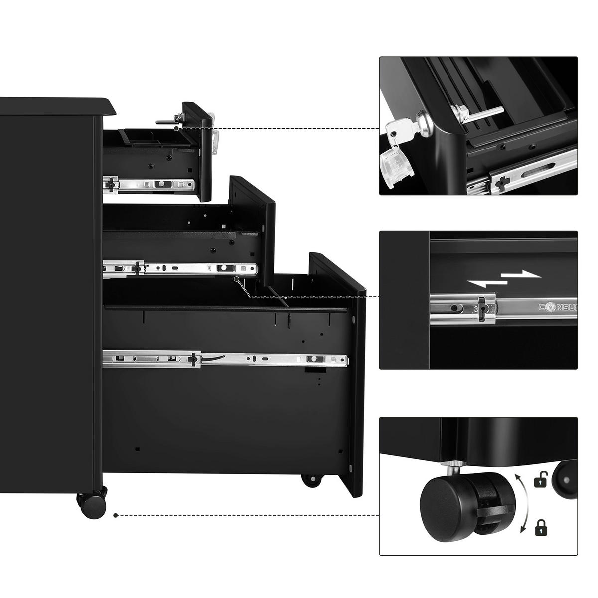 ROLLCONTAINER 30/59,2/46 cm  - Schwarz, Basics, Metall (30/59,2/46cm) - Boxxx