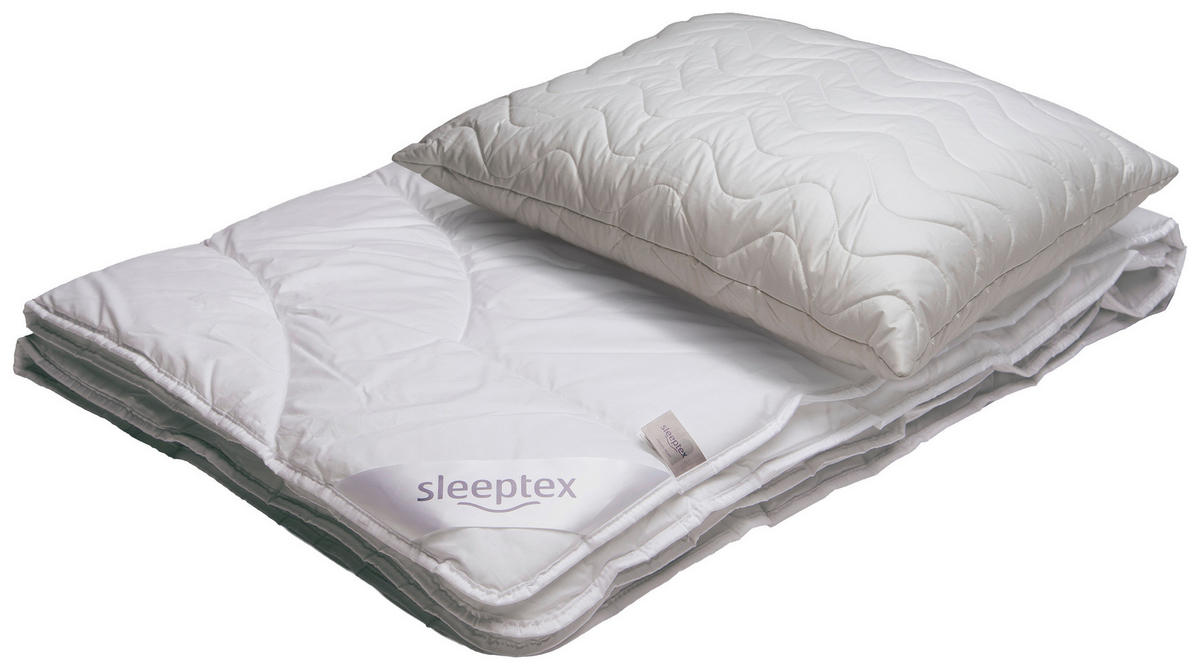 SOUPRAVA PŘIKRÝVKY A POLŠTÁŘE, 140/200 cm - bílá, Basics, textil (140/200cm) - Sleeptex