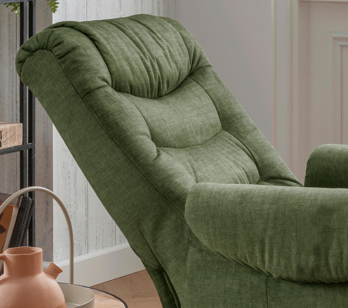 FERNSEHSESSEL in Velours Dunkelgrün  - Dunkelgrün/Schwarz, Design, Kunststoff/Textil (78/107/93cm) - Livetastic