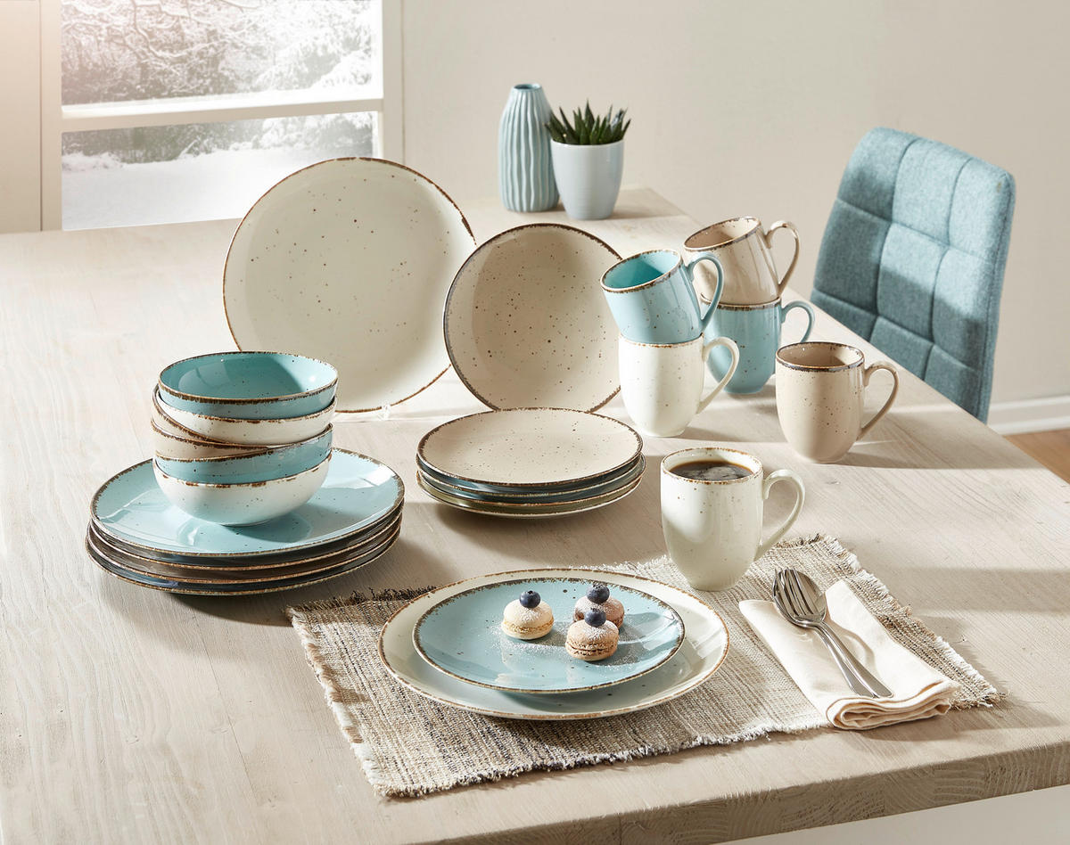 KOMBINOVANI SERVIS  Urban Life   24 dela     - tirkizna/bela, Dizajnerski, keramika - Landscape