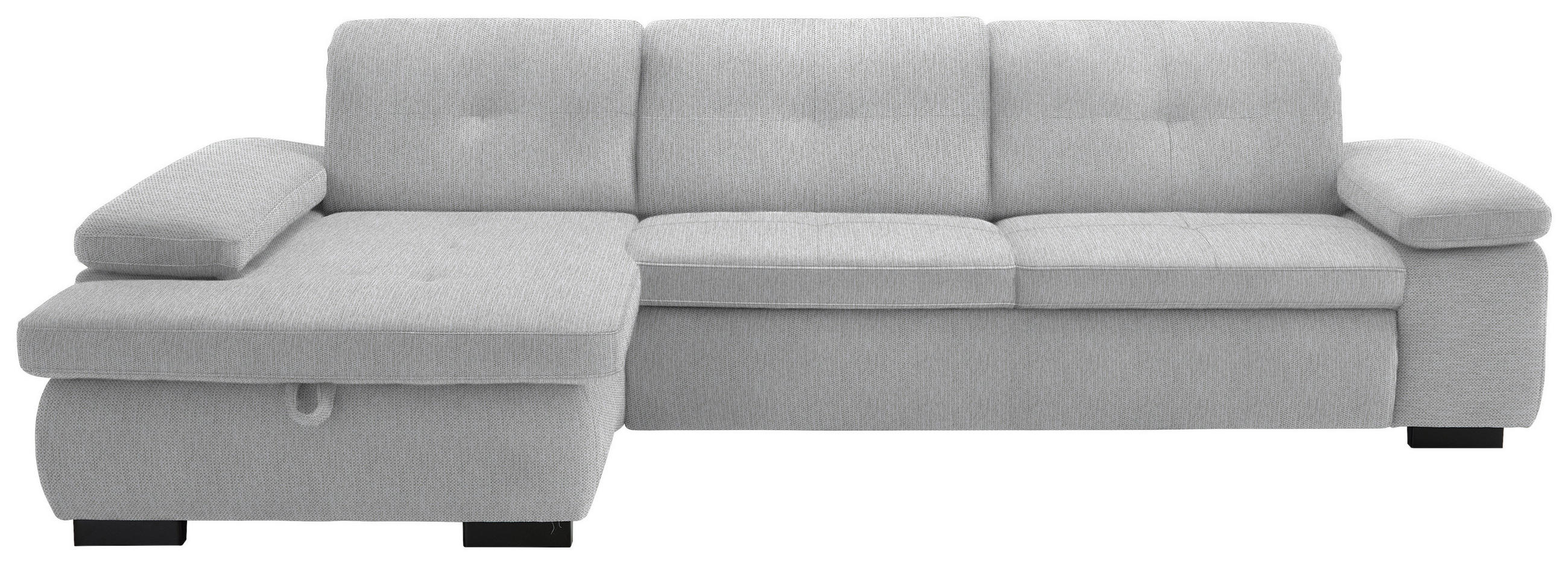 ECKSOFA in Flachgewebe Ecru  - Ecru/Schwarz, Design, Textil/Metall (174/297cm) - Beldomo Style