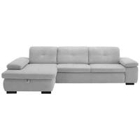ECKSOFA in Flachgewebe Ecru  - Ecru/Schwarz, Design, Textil/Metall (174/297cm) - Beldomo Style
