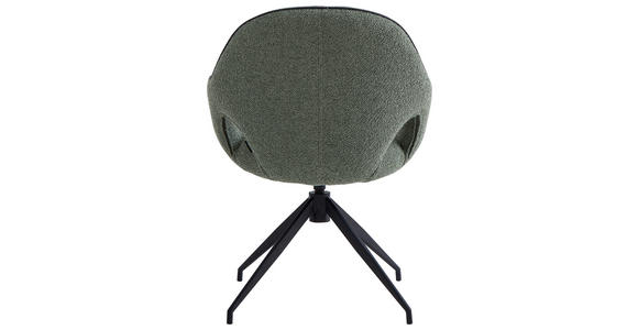 ARMLEHNSTUHL  Sitzfläche 360° drehbar, automatische Rückholfunktion Leinenoptik  - Schwarz/Hellgrün, Design, Textil/Metall (62/85/64cm) - Novel