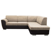 ECKSOFA in Velours Dunkelbraun, Beige  255/196 cm  - Dunkelbraun/Beige, Design, Kunststoff/Textil (255/196cm) - MID.YOU