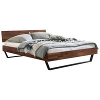 BETT 180/200 cm,  in Nussbaumfarben,  - Anthrazit/Nussbaumfarben, Design, Holz/Metall (180/200cm) - Hasena