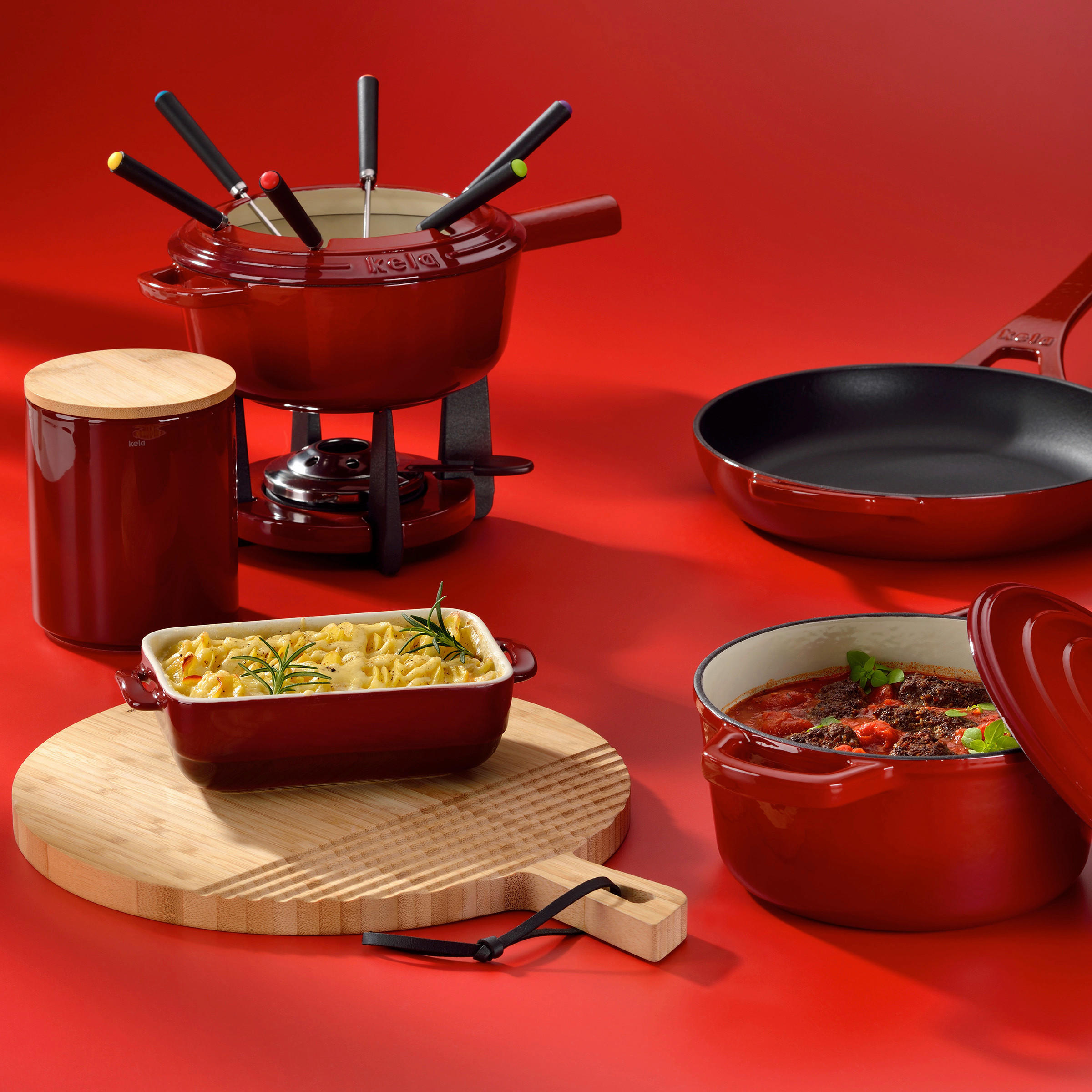 FONDUESET Calido  - Rot, KONVENTIONELL, Metall (20/20cm) - Kela