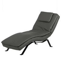 RELAXLIEGE in Echtleder Anthrazit  - Anthrazit/Schwarz, Design, Leder/Metall (65/95/171cm) - Celina Home