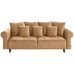 BIGSOFA in Samt Braun, Goldfarben  - Goldfarben/Schwarz, Design, Holz/Textil (248/96/95cm) - Carryhome