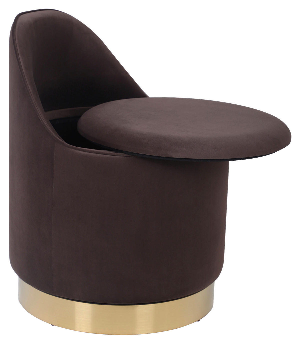 DREHHOCKER Samt Braun  - Goldfarben/Braun, Design, Textil/Metall (52/68cm) - Kayoom
