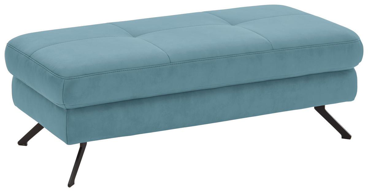 HOCKER in Textil Blau  - Blau/Schwarz, Design, Textil/Metall (130/47/65cm) - Beldomo System