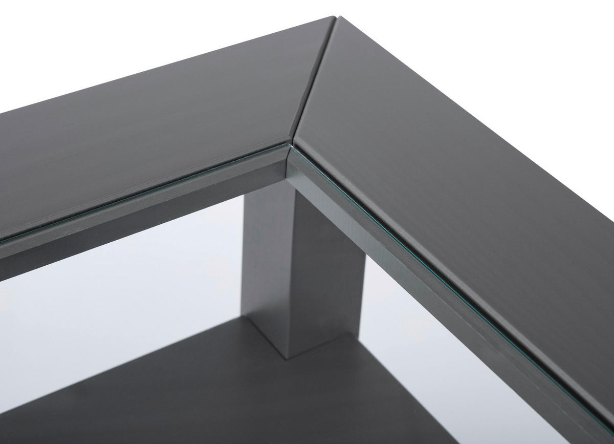 COUCHTISCH Kiefer massiv 115/60/45 cm rechteckig Grau  - Silberfarben/Grau, Design, Glas/Holz (115/60/45cm) - Livetastic