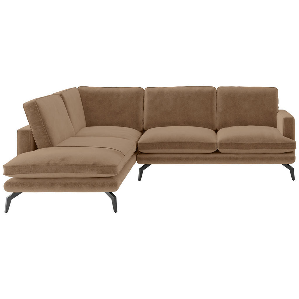 Thumbnail - Livetastic Ecksofa Bali, Braun, Textil, 3-4-Sitzer, Füllung: Daunen, Silikon, Ottomane links, L-Form, 250x202 cm, Made i...