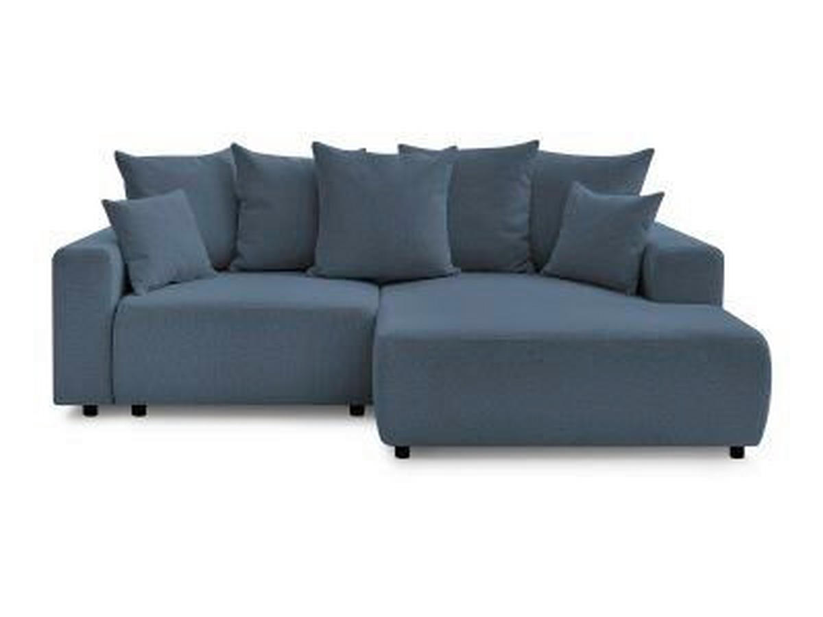 ECKSOFA Ottomane rechts  ATILLA Blau Flachgewebe  - Blau/Schwarz, MODERN, Kunststoff/Textil (244/149cm)