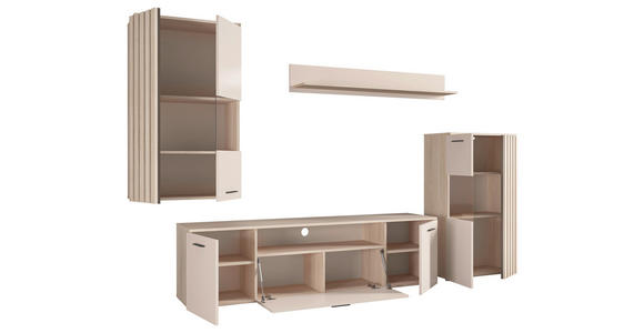 WOHNWAND  in Eichefarben, Kaschmir  290/190/40 cm  - Kaschmir/Eichefarben, MODERN, Glas/Holzwerkstoff (290/190/40cm) - Hom`in