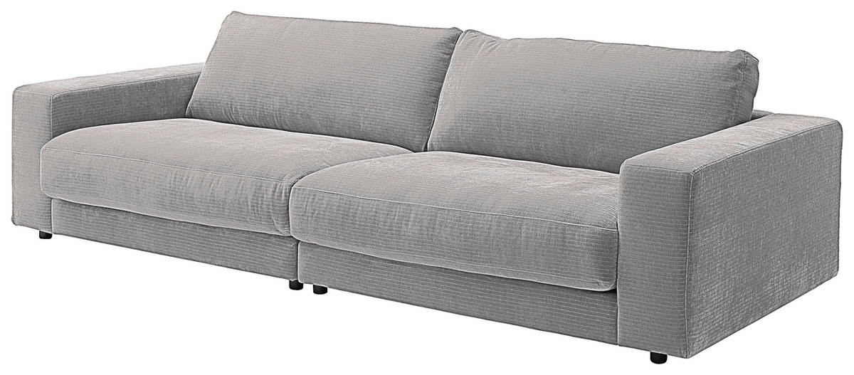 3-SITZER-SOFA in Chenille Grau  - Schwarz/Grau, Design, Kunststoff/Textil (290/86/127cm) - Lomoco
