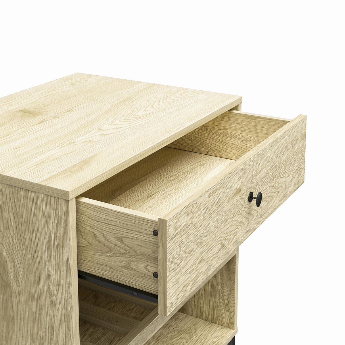 NACHTTISCH 59/82/43 cm  in Eichefarben  - Eichefarben/Schwarz, Design, Papier/Holzwerkstoff (59/82/43cm) - MID.YOU