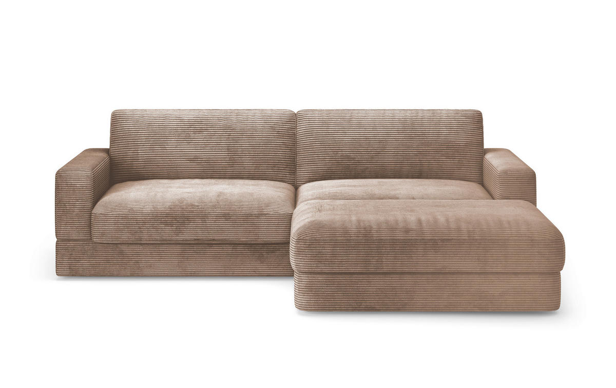 ECKSOFA FABIO E Sandfarben Cord  - Sandfarben/Schwarz, MODERN, Kunststoff/Textil (264/196cm) - Sit & More