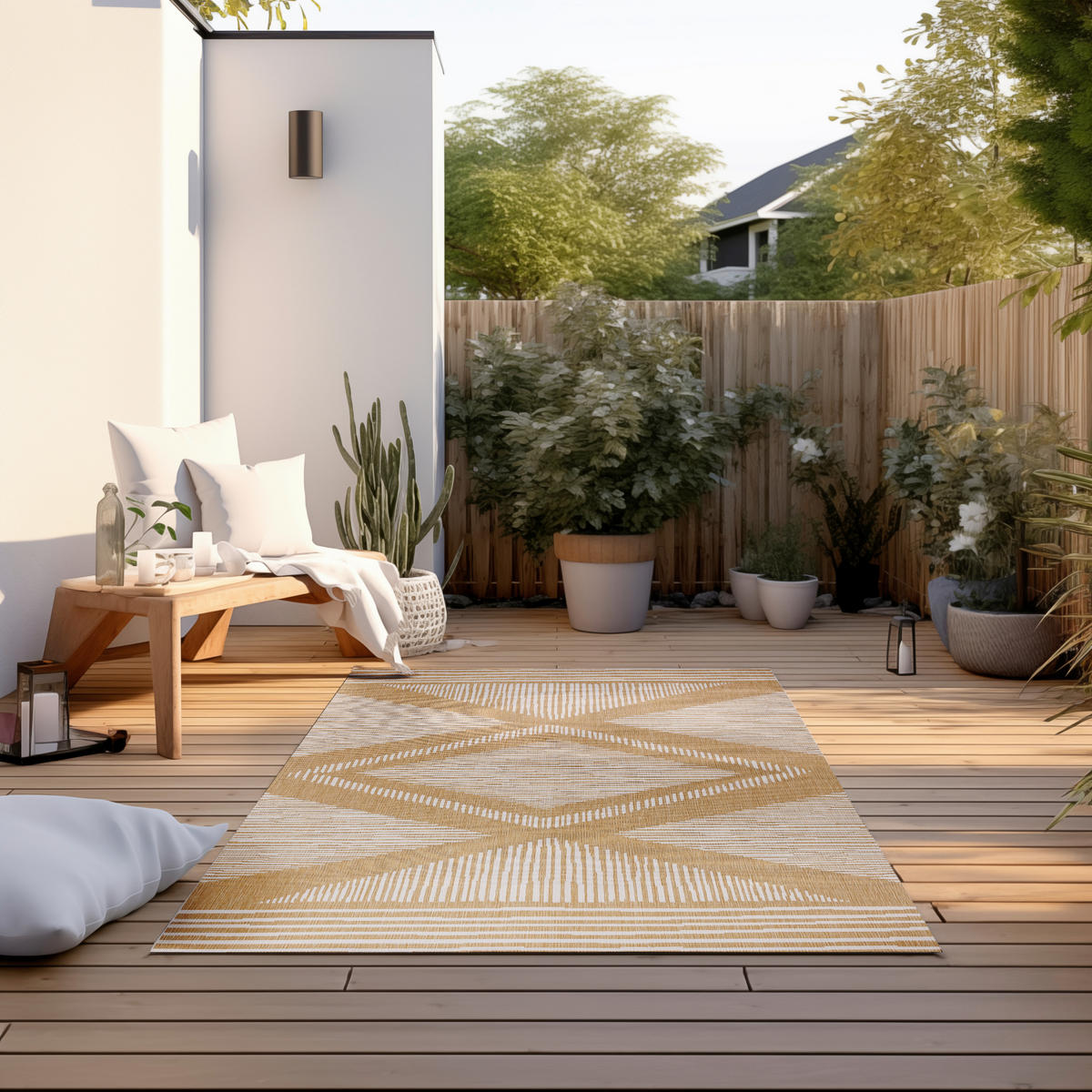 OUTDOORTEPPICH 120/170 cm Gemini Weiß, Honig  - Weiß/Honig, Design, Kunststoff (120/170cm)