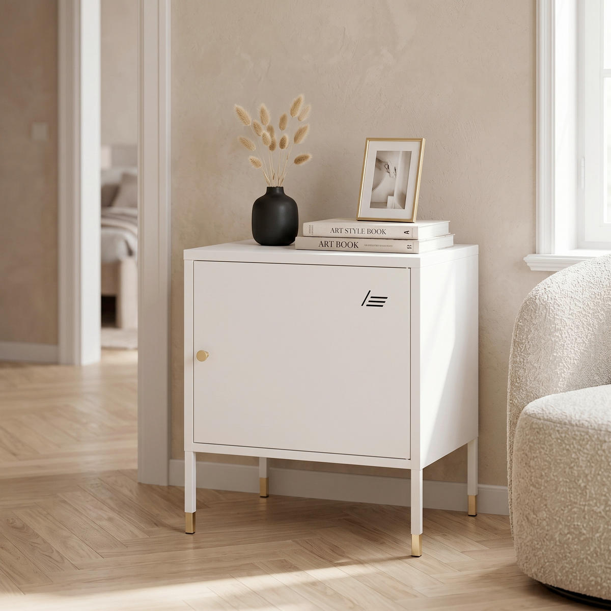 SIDEBOARD  45/50/35 cm  - Goldfarben/Weiß, Basics, Metall (45/50/35cm) - MID.YOU