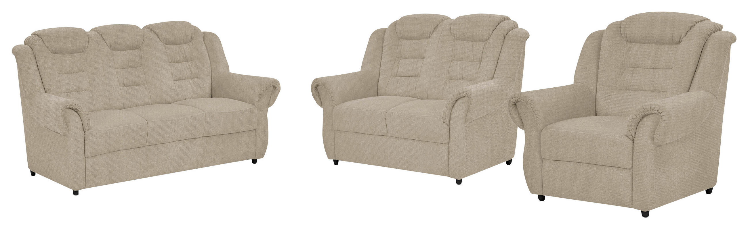 SITZGARNITUR Chenille Creme  - Creme/Schwarz, KONVENTIONELL, Kunststoff/Textil - Livetastic