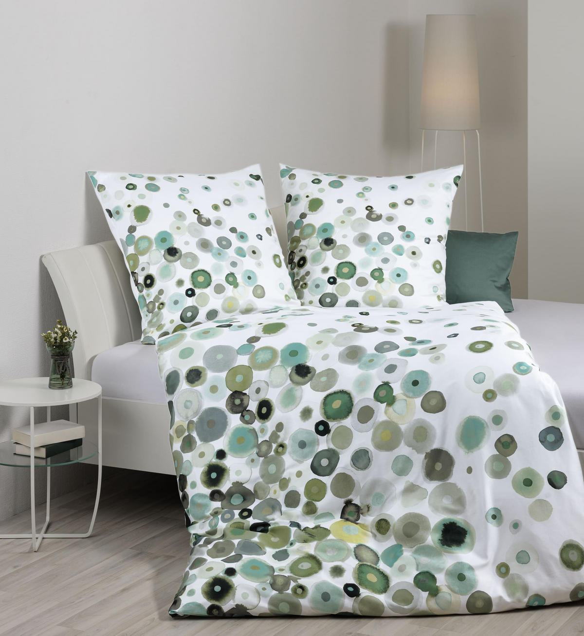 BETTWÄSCHE Makosatin 155/220 cm  - Grün, KONVENTIONELL, Textil (155/220cm) - Janine