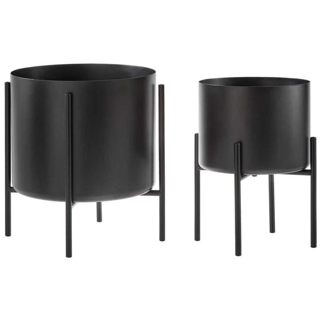 Thumbnail - Ambia Home Pflanzentopf, Schwarz, Metall, Uni, rund, 28.5 cm, Abstufung auf der Innenseite, Dekoration, Blumen & Zubehör...