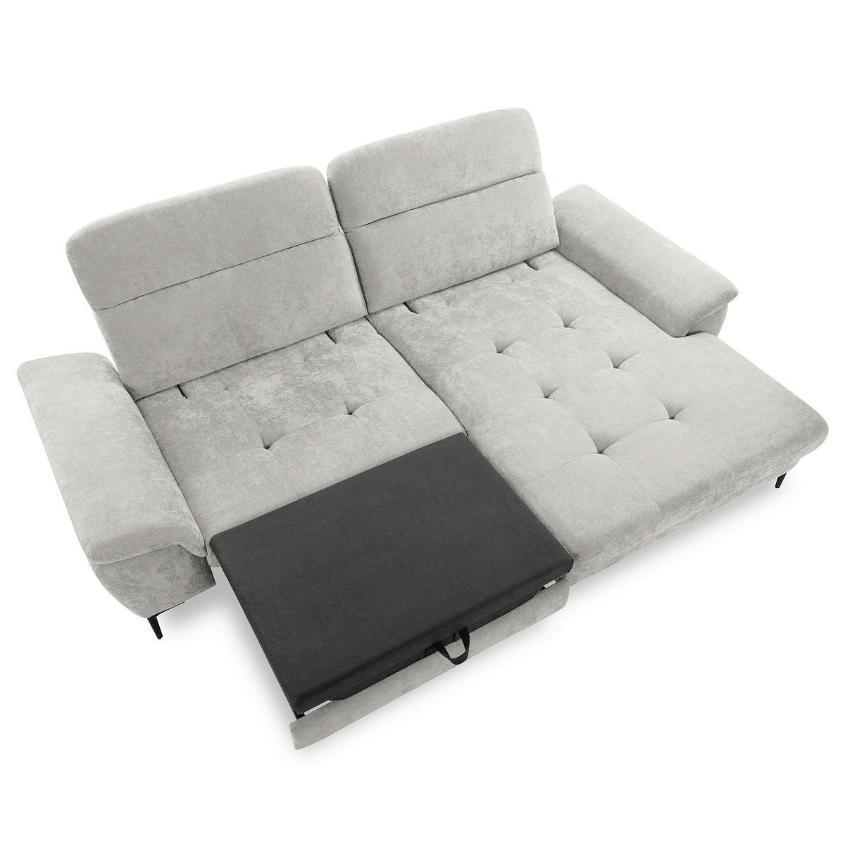ECKSOFA  Webstoff Grau  - Schwarz/Grau, Design, Textil/Metall (268/195cm) - Livetastic