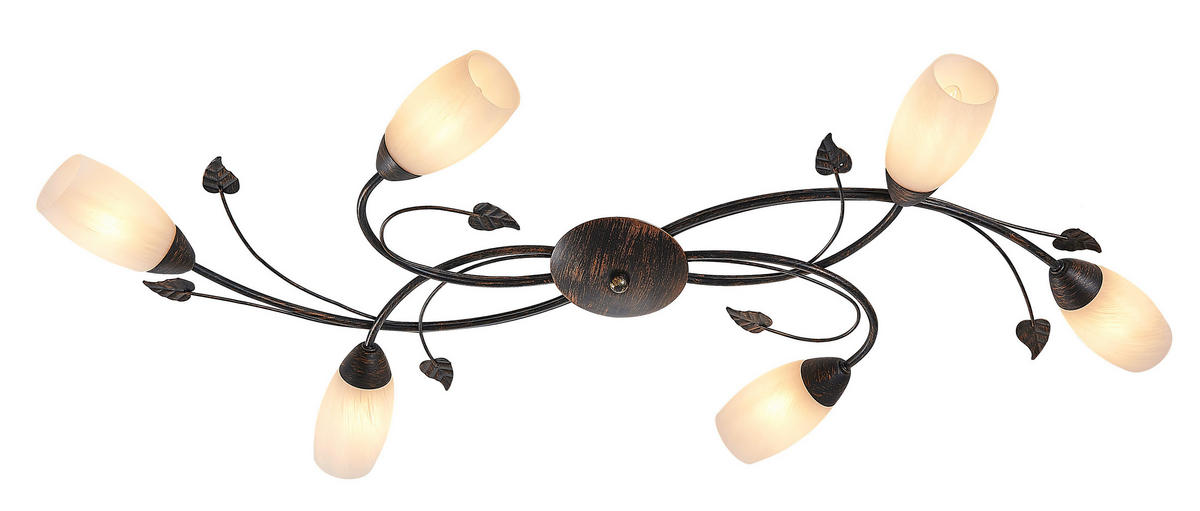 DECKENLEUCHTE 55/10,6/22 cm   - Rostfarben/Weiß, KONVENTIONELL, Glas/Metall (55/10,6/22cm)