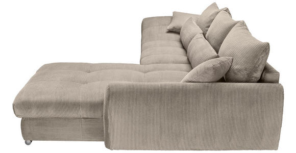 ECKSOFA Taupe Cord Zierkissen, Rückenkissen, Rücken echt  - Taupe/Chromfarben, KONVENTIONELL, Textil/Metall (335/225cm) - Carryhome