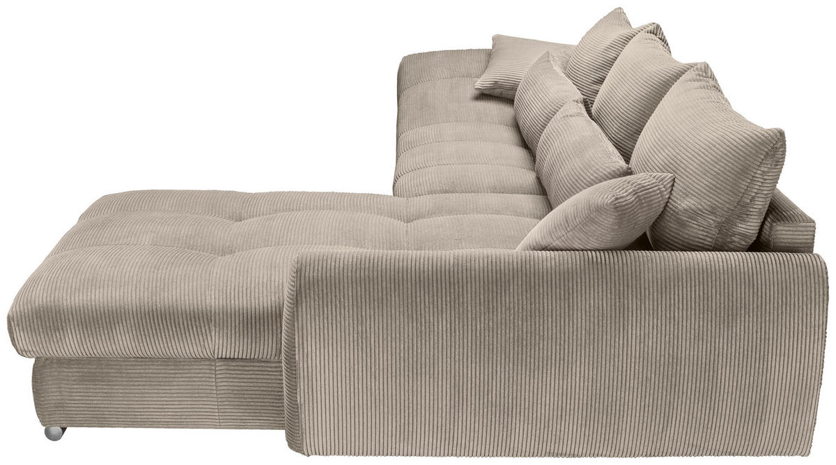 ECKSOFA Taupe Cord  - Taupe/Chromfarben, KONVENTIONELL, Textil/Metall (335/225cm) - Carryhome