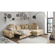 ECKSOFA Creme Velours  - Creme/Schwarz, KONVENTIONELL, Kunststoff/Textil (275/218cm) - Carryhome