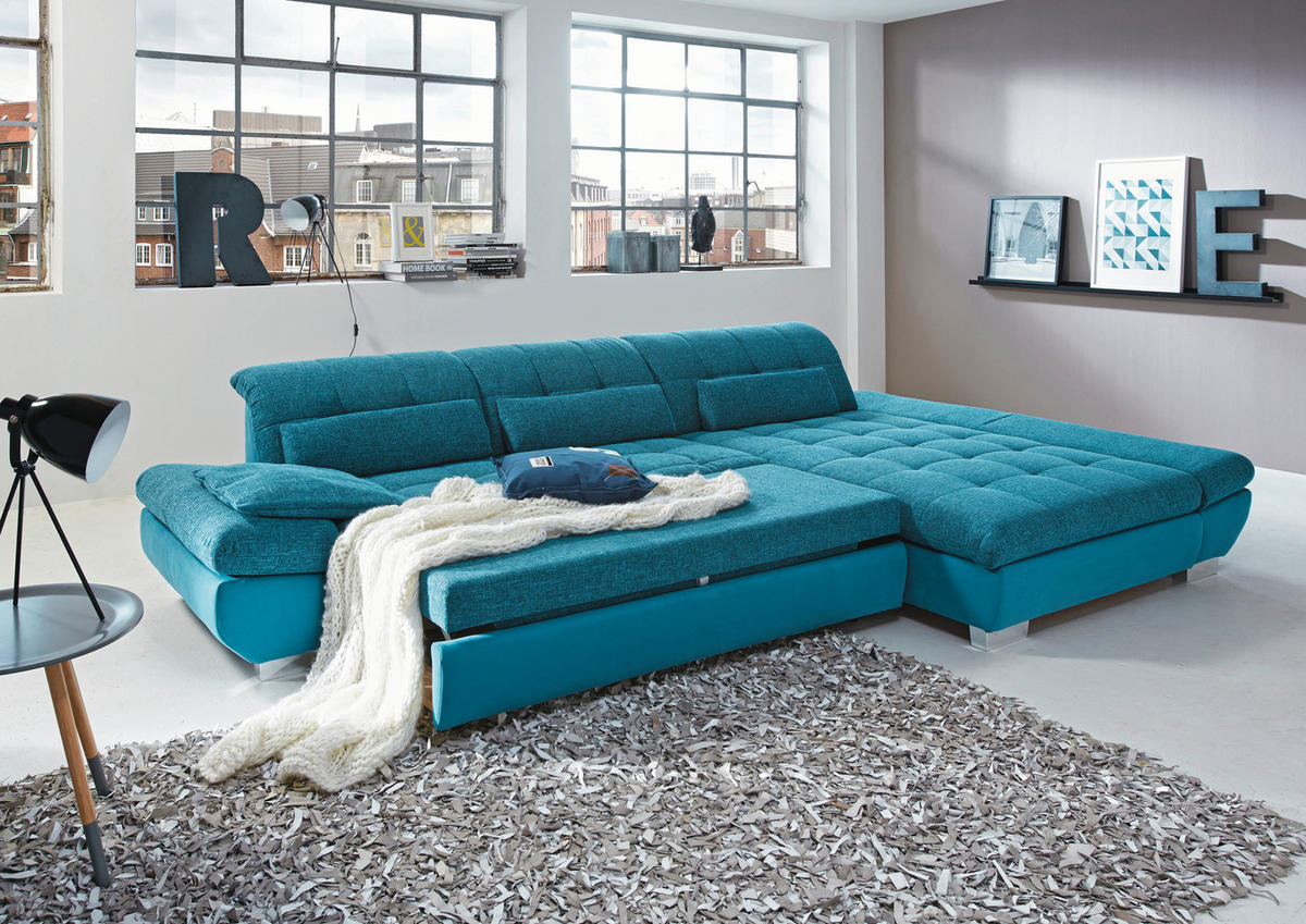 SJEDEĆA GARNITURA tekstil  tirkizna   - tirkizna/boje kroma, Design, tekstil/plastika (341/204cm) - Xora