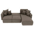 ECKSOFA Taupe Cord  - Taupe/Chromfarben, KONVENTIONELL, Kunststoff/Textil (293/195cm) - Carryhome