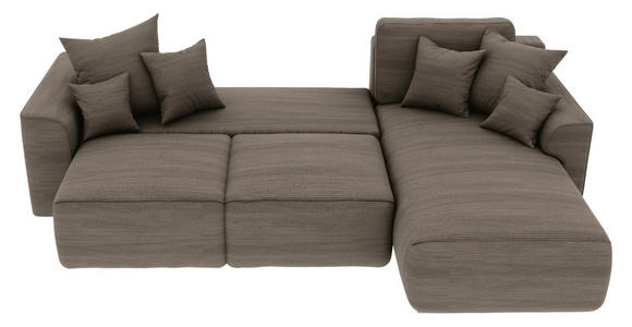 ECKSOFA Taupe Cord  - Taupe/Chromfarben, KONVENTIONELL, Kunststoff/Textil (293/195cm) - Carryhome