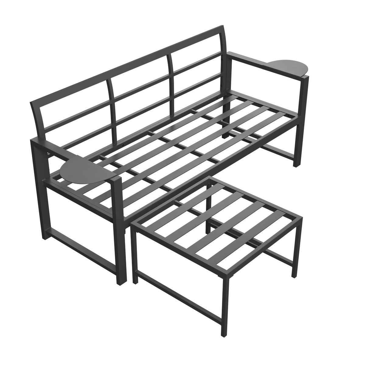 LOUNGEGARNITUR 2-teilig   191,5/81/67 cm Stahl  - Dunkelgrau, MODERN, Textil/Metall (191,5/81/67cm) - Ambia Garden