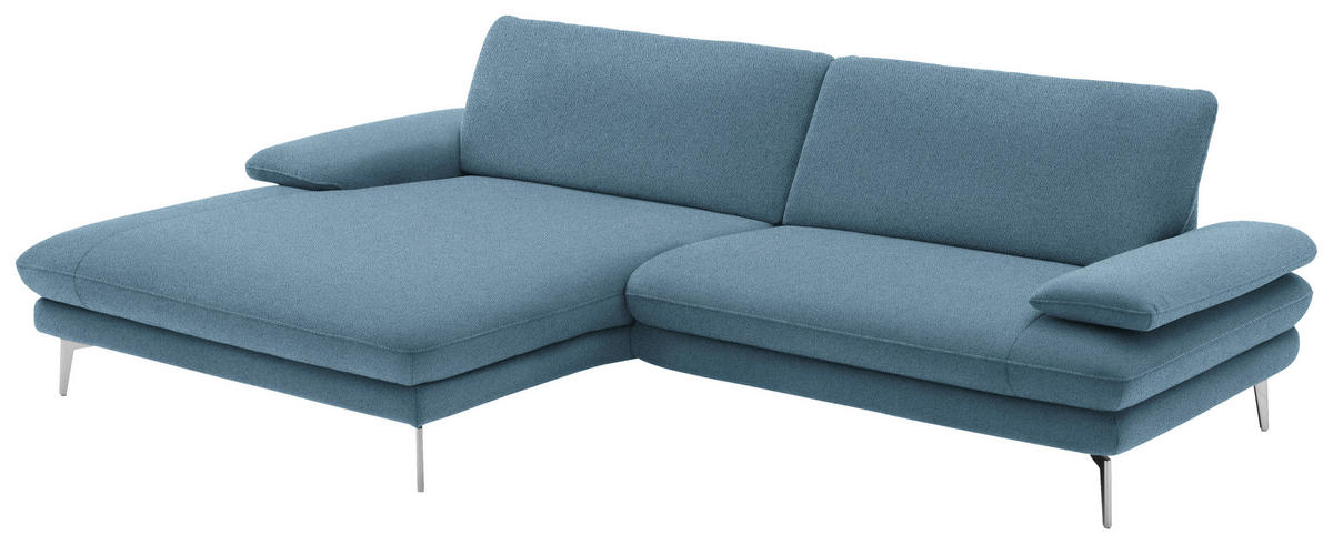 ECKSOFA Blau Webstoff  - Blau/Schwarz, Design, Textil/Metall (184/284cm) - Dieter Knoll