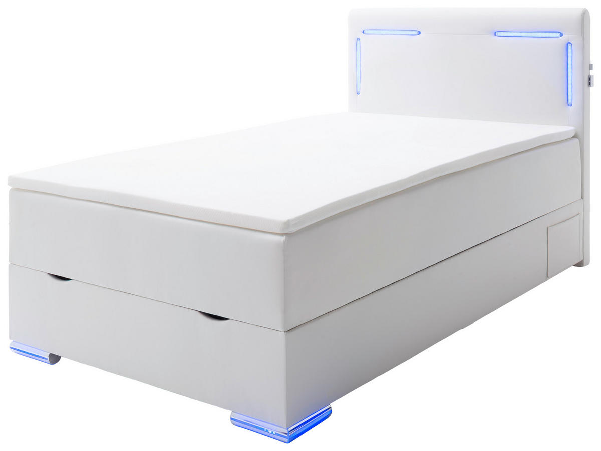 BOXSPRINGOVÁ POSTEĽ, 120/200 cm biela - biela/strieborná, Design, textil/plast (120/200cm) - Xora