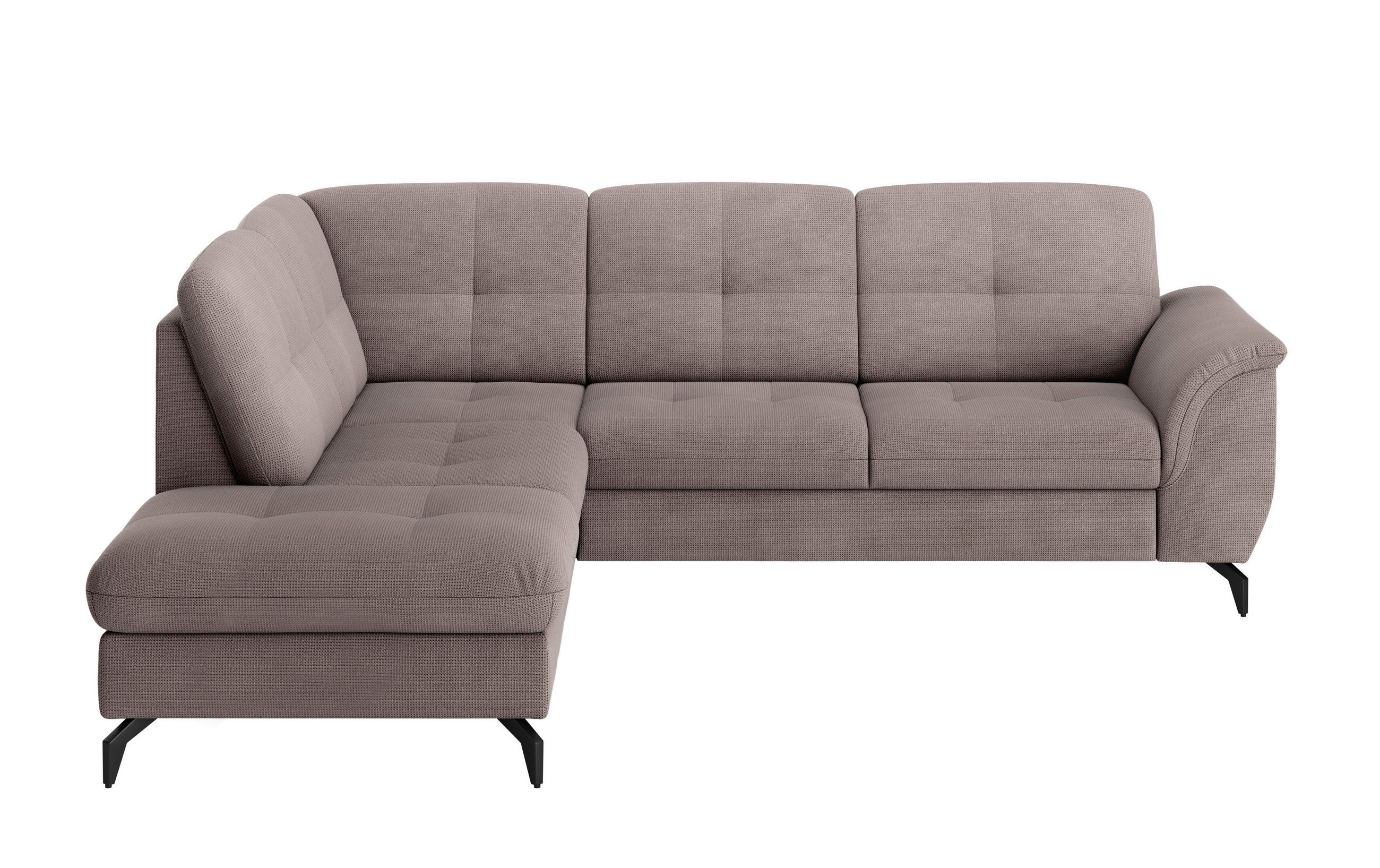 ECKSOFA in Flachgewebe Taupe  - Taupe/Schwarz, Modern, Textil/Metall (212/244cm) - Sit & More