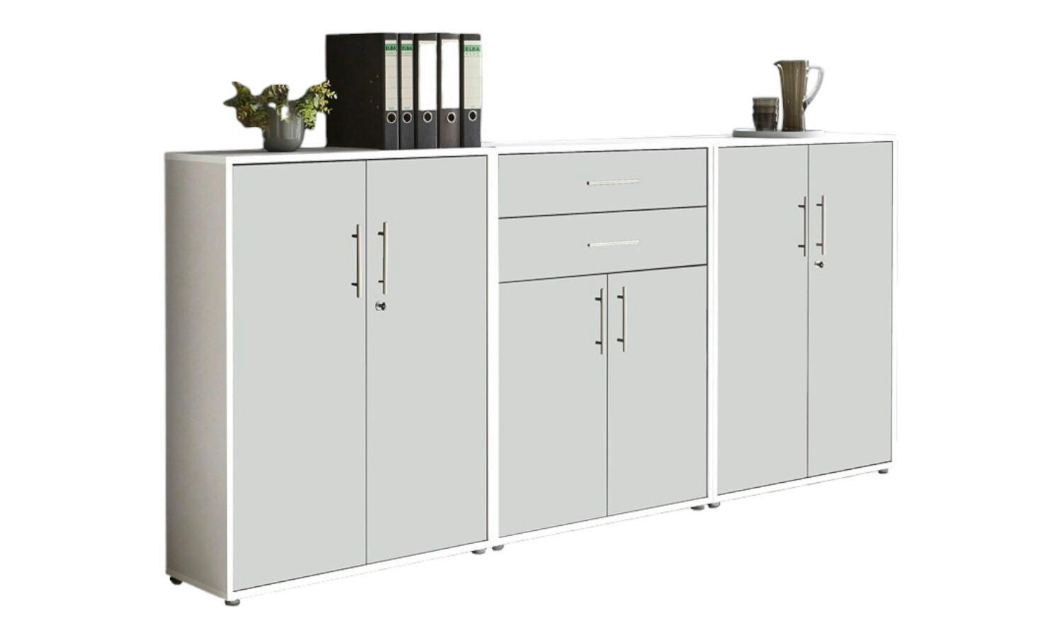 AKTENSCHRANK Weiß  - Weiß, MODERN, Holzwerkstoff (253,2/113,6/33cm) - MID.YOU