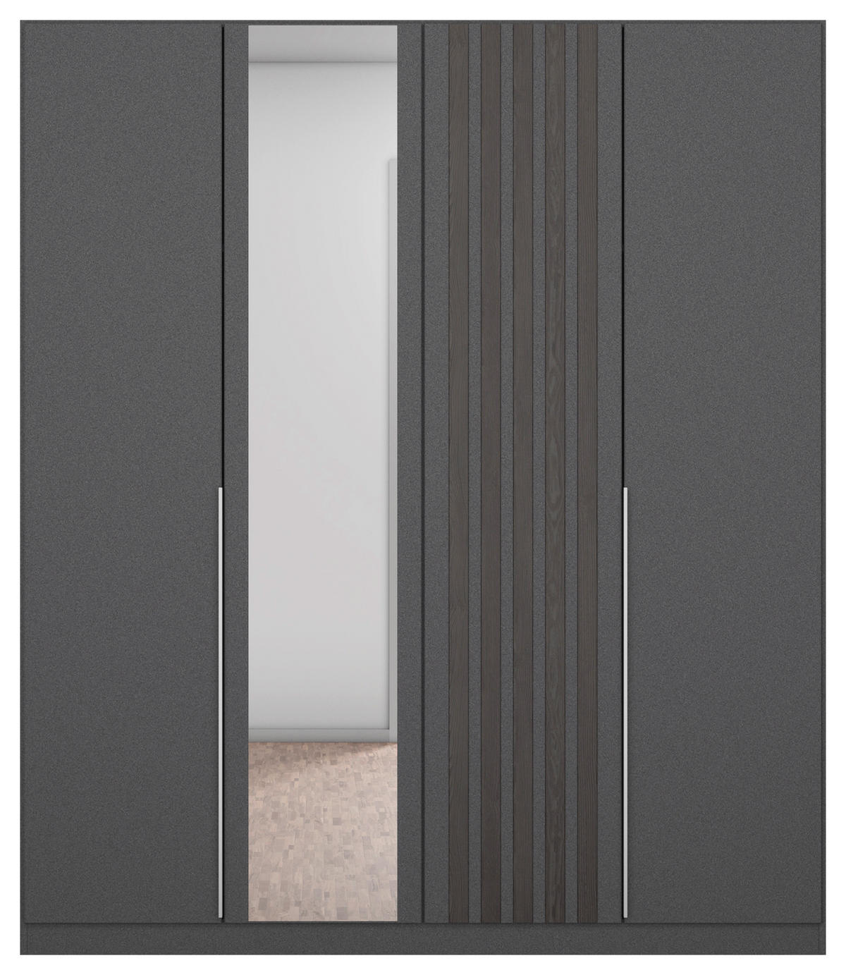 DREHTÜRENSCHRANK 181/210/54 cm 4-türig Grau  - Alufarben/Grau, MODERN, Holzwerkstoff/Metall (181/210/54cm) - Rauch Möbel