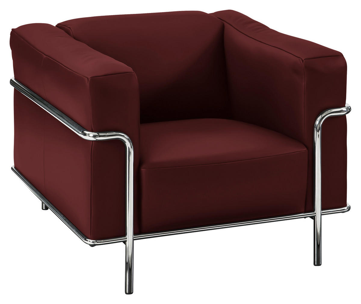SESSEL in Echtleder Rot  - Chromfarben/Rot, Design, Leder/Metall (91/67/96cm) - Johann Jakob