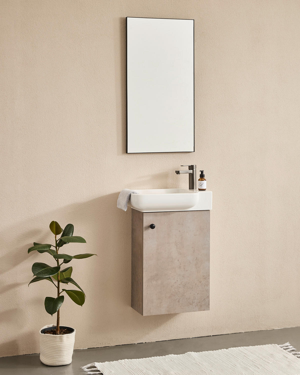 GÄSTEBAD 55 cm  - Weiß Hochglanz/Schwarz, MODERN, Keramik/Holzwerkstoff (55cm) - MID.YOU