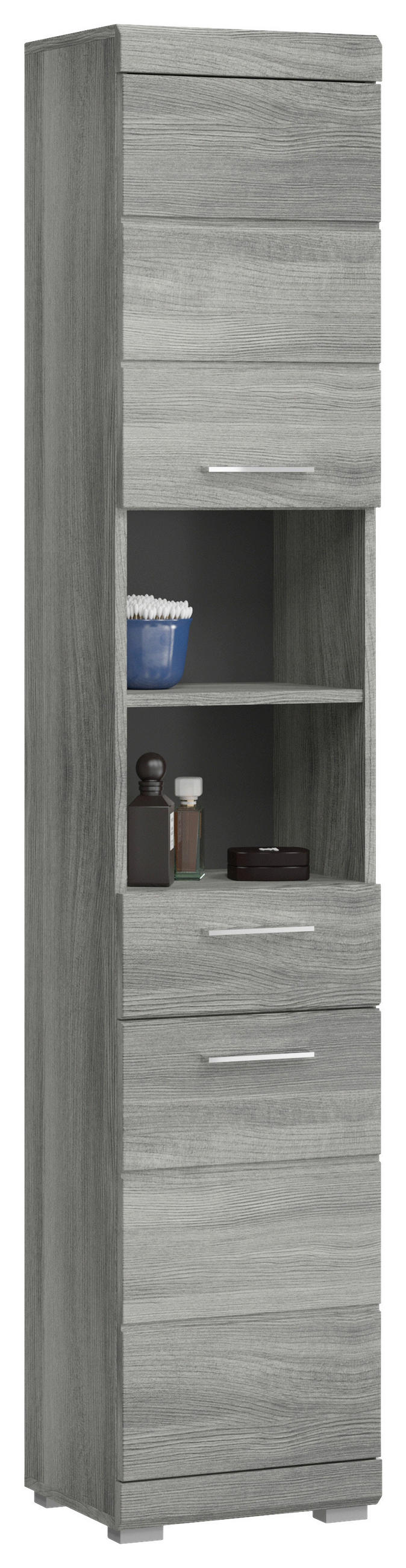 HOCHSCHRANK 37/191/31 cm  - Silberfarben/Silbereichenfarben, MODERN, Holzwerkstoff (37/191/31cm) - MID.YOU